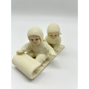 Snow Babies Down The Hill We Go Dept. 56 Figurine Christmas Winter Sled Riding